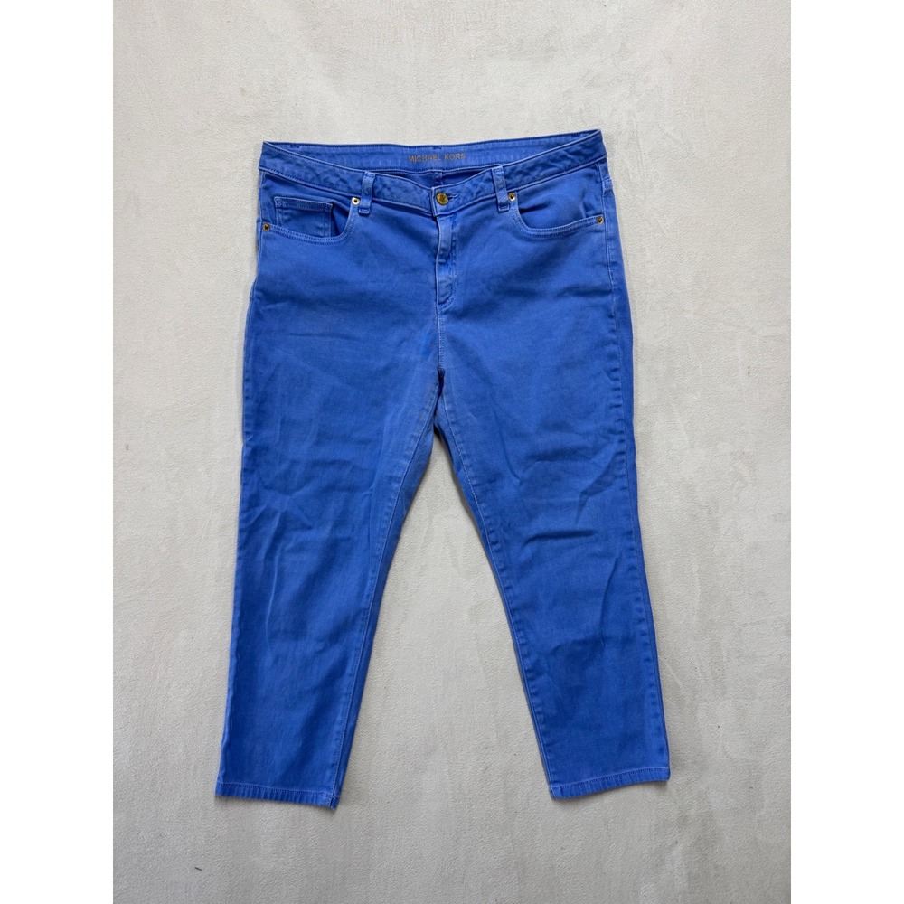 Michael Kors Izzy Cropped Skinny Jeans Blue Size 12 Stretch Ankle Pants